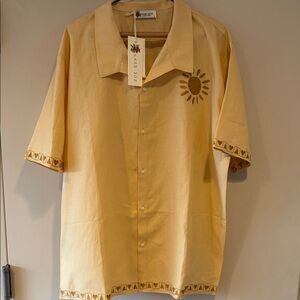 Fanm Moon Yellow Linen Button-Up Shirt